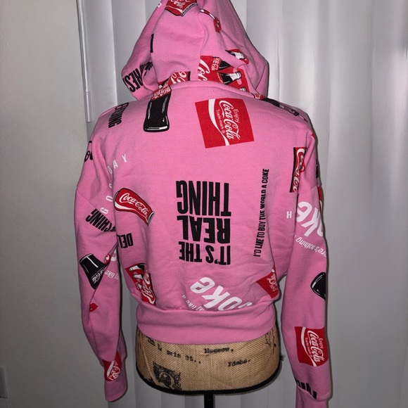 Coca-Cola Pink Graphic Hoodie Full Zip Fleece Official Merchandise Size M - Picture 15 of 16